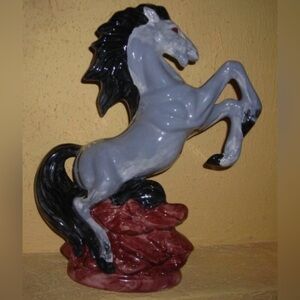 Vintage Ceramic Jumping Horse Statue -